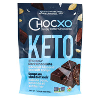 ChocXO - Keto Snaps, Dark Chocolate, Coconut, Almonds & Sea Salt, 85% Cacao, Organic (gluten free) (pouch)
