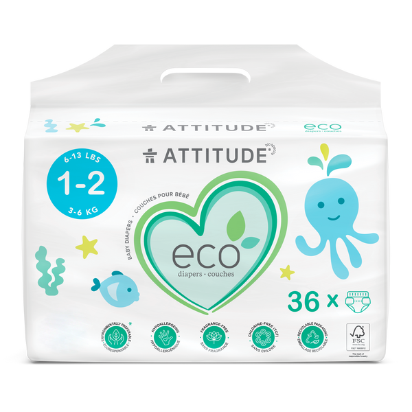 Attitude - Baby Diapers Mini Sizes 1-2 (3-7kg)