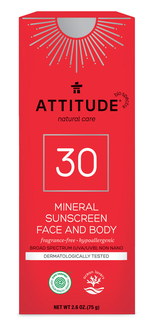 Attitude - SPF30 Face Sunscreen Fragrance Free