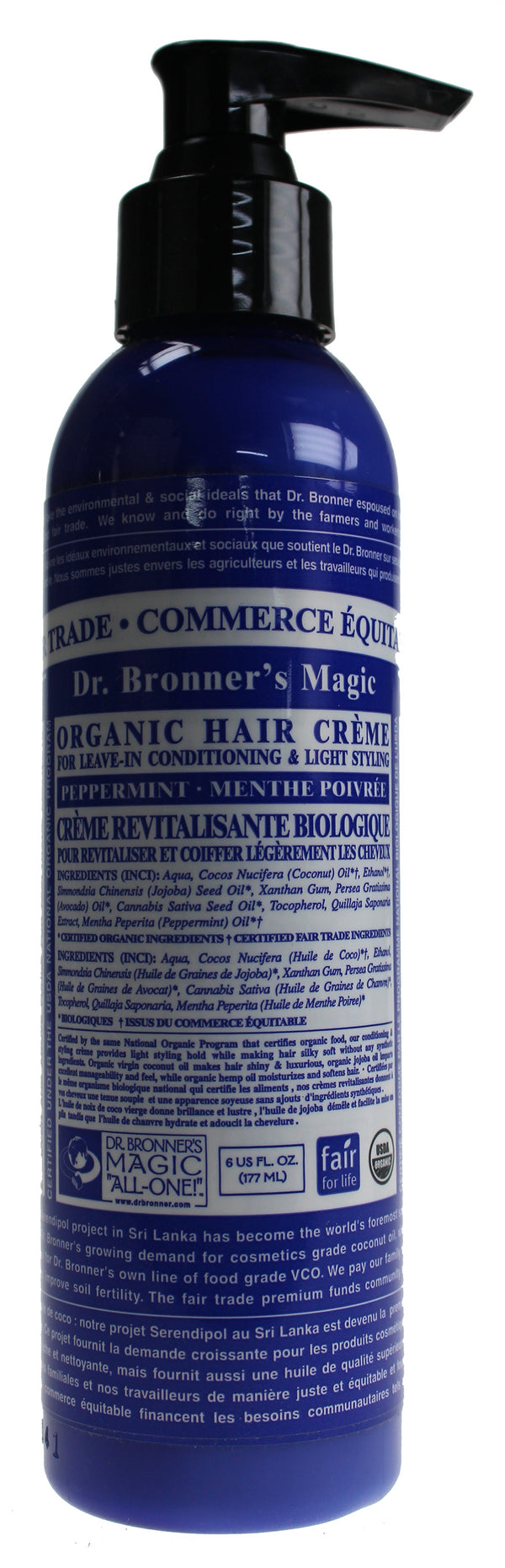 Dr. Bronner's Magic Soap - Peppermint Hair Conditioner & Styling Creme