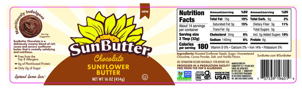 Sunbutter, Sunflower Butter, Chocolate, Organic
