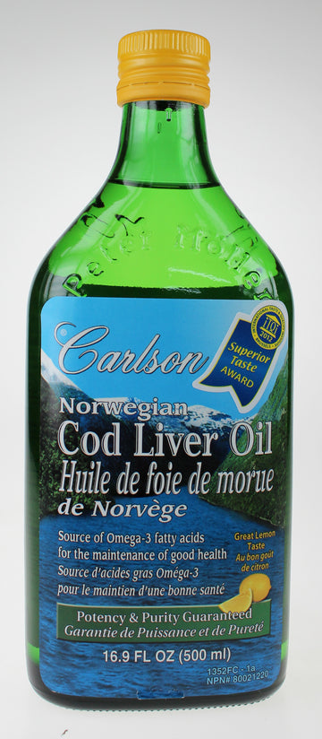 Carlson Laboratories - Norwegian Cod Liver Oil Lemon - 500 ml