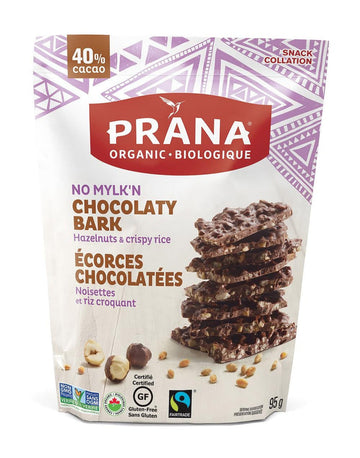 Prana - Chocolate Bark - 40 Vegan Milk Chocolate with Hazelnuts & Crispy Rice