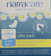 Natracare - Pads, Ultra w/Wings, Super (organic cotton cover)