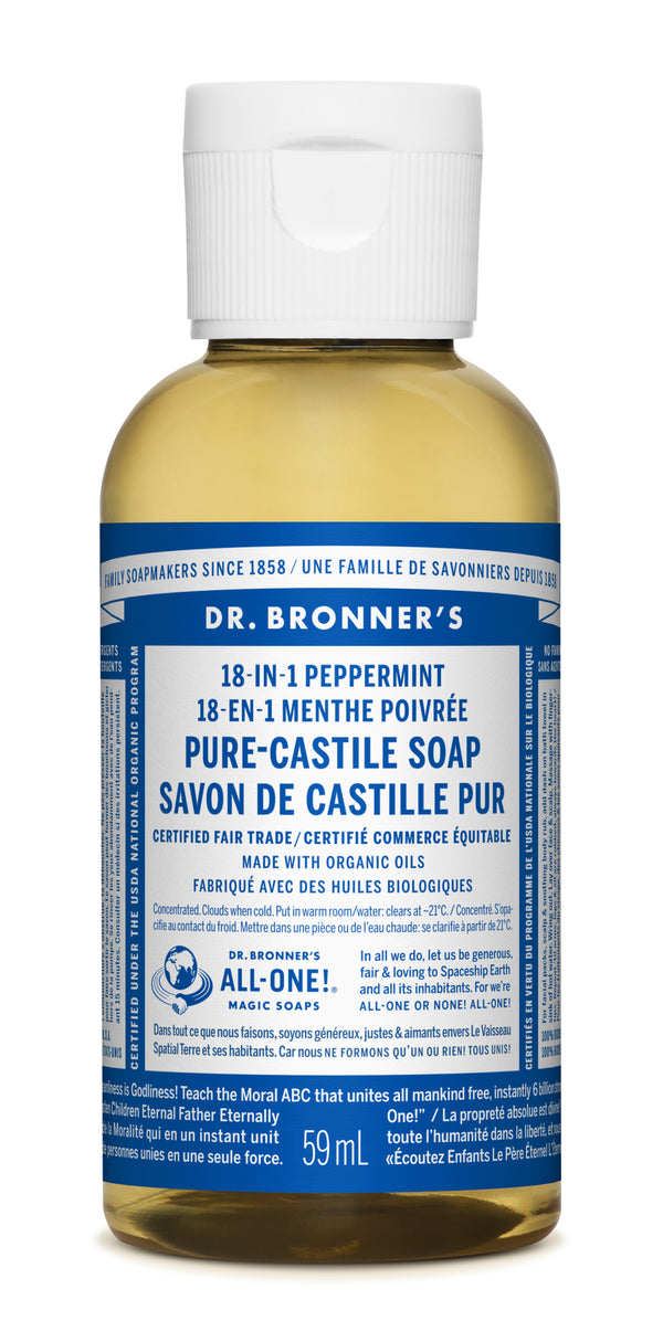 Dr. Bronner's Magic Soap - Peppermint Pure-Castile Liquid Soap - 2oz