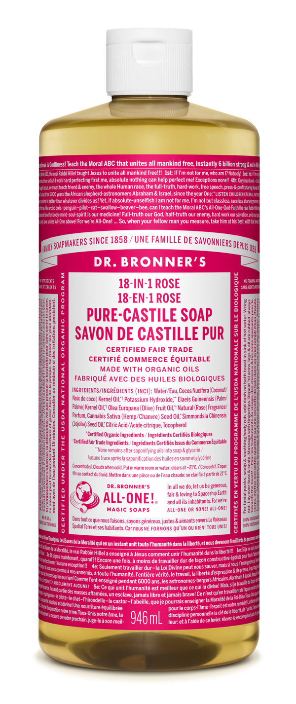 Dr. Bronner's Magic Soap - Rose Pure-Castile Liquid Soap - 32oz