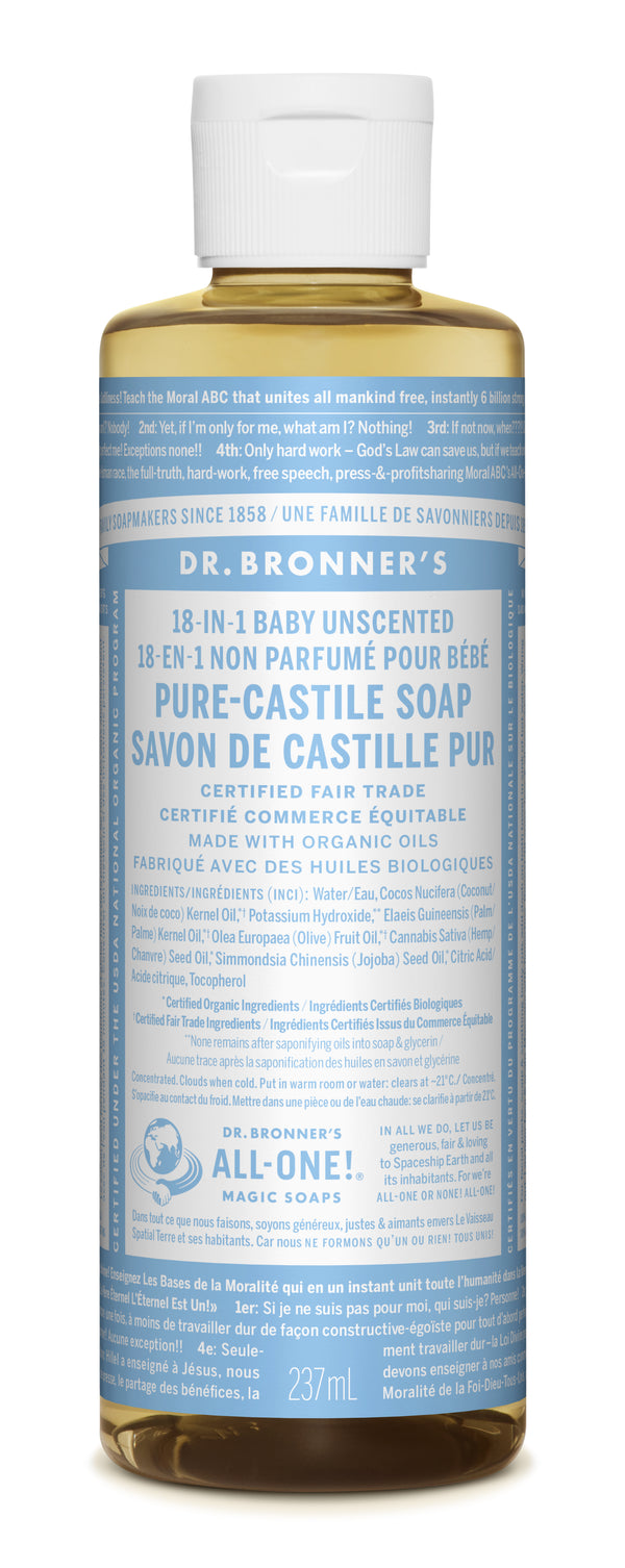 Dr. Bronner's Magic Soap - Baby-Unscented Pure-Castile Liquid - 8oz