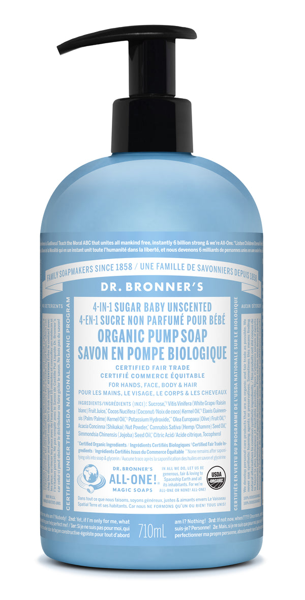 Dr. Bronner's Magic Soap - Baby-Unscented Sugar Pump Soap - 24oz