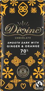 Divine Chocolate - Dark Chocolate, 70% Cocoa, Ginger & Orange