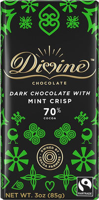 Divine Chocolate - Dark Chocolate, 70% Cocoa, Mint Crisp