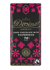 Divine Chocolate - Dark Chocolate, 70% Cocoa, Raspberries