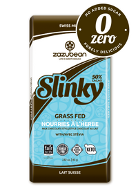 Zazubean - Slinky Swiss Milk Chocolate Style Bar - 50% Cacao w/ Coconut Sugar & Erythritol, Grass Fed