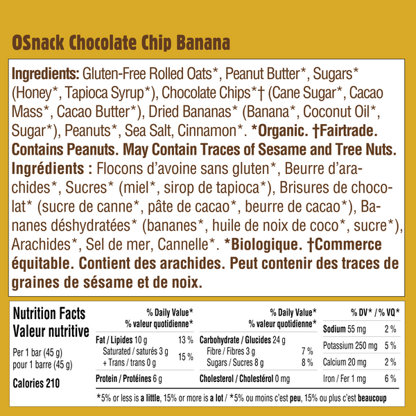 Hornby Island - OSnack Energy Bar - Chocolate Chip Banana