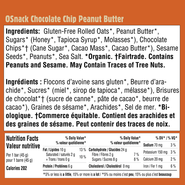 Hornby Island - OSnack Energy Bar - Chocolate Chip Peanut Butter