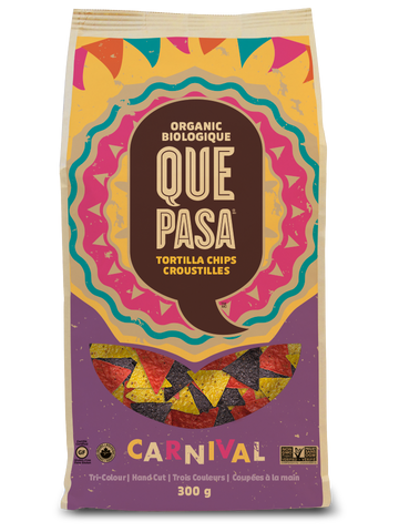 Que Pasa - Stone Ground Tortilla Chips, Carnival, Tricolour, Salted