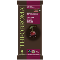 Theobroma - Chocolate Bar - Dark Chocolate, 60% Cacao, Cherry Chunks