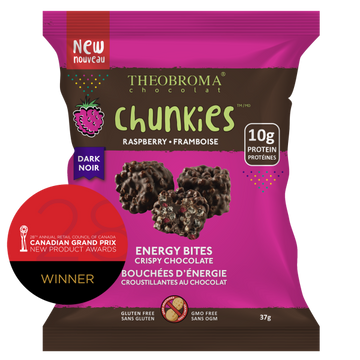 Theobroma - Chunkies Energy Bites - Dark Chocolate, 60% Cacao, Raspberry