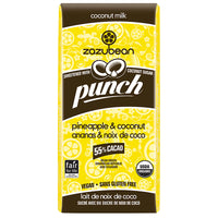 Zazubean - Punch, Coconut Milk Chocolate w/Coconut Sugar, 55% Cacao, Pineapple & Coconut