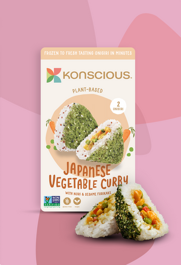 Konscious Foods - Onigiri, Plant-based, Japanese Vegetable Curry w/Nori & Sesame Furikake (2/pkg)
