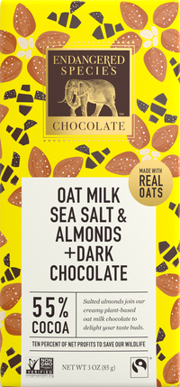 Endangered Species - Chocolate Bar Bee - Oat Milk & Dark Chocolate, 55% Cacao, Sea Salt & Almonds