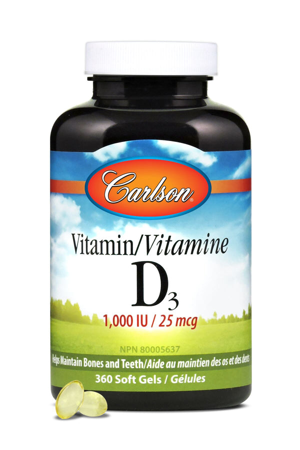 Carlson Laboratories - Vitamin D3 1000IU - 360 Soft Gels