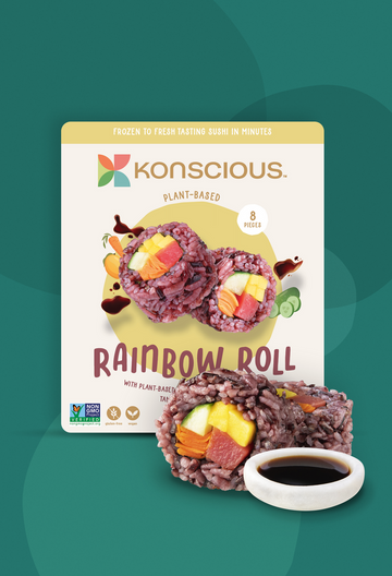 Konscious Foods - Roll, Plant-based, Rainbow Tuna Roll w/Mango & Jasberry Rice (8pc/pkg)