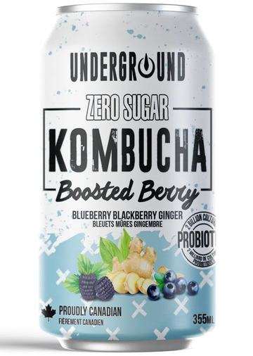 Underground - Kombucha , Zero Sugar, Boosted Berry, Blueberry Blackberry Ginger