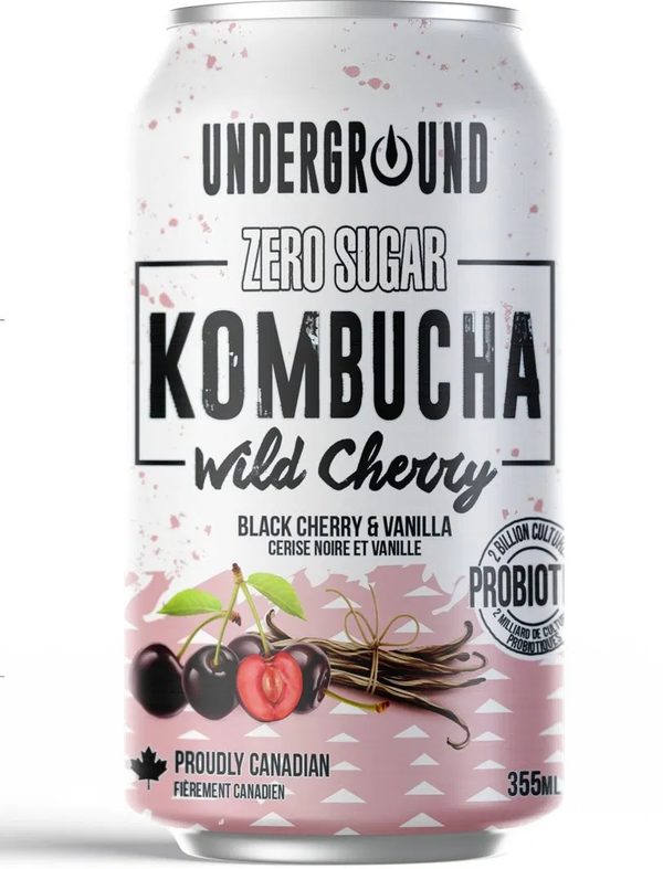 Underground - Kombucha , Zero Sugar, Wild Cherry, Black Cherry & Vanilla